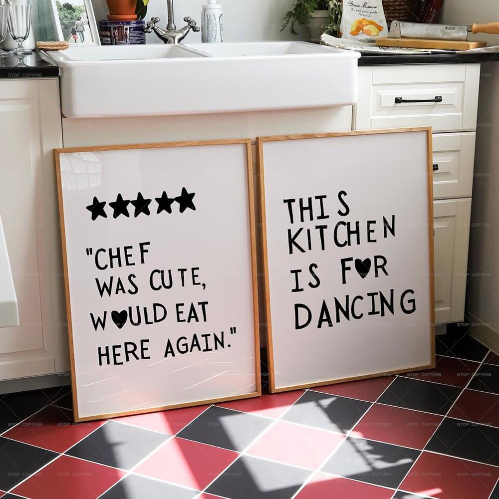 Home Cooking Quotes - ミニマリストハートブラックシェフ動機付けの引用キャンバス絵画、かわいい調理アート、壁アート、キッチンルームのポスター、家の装飾