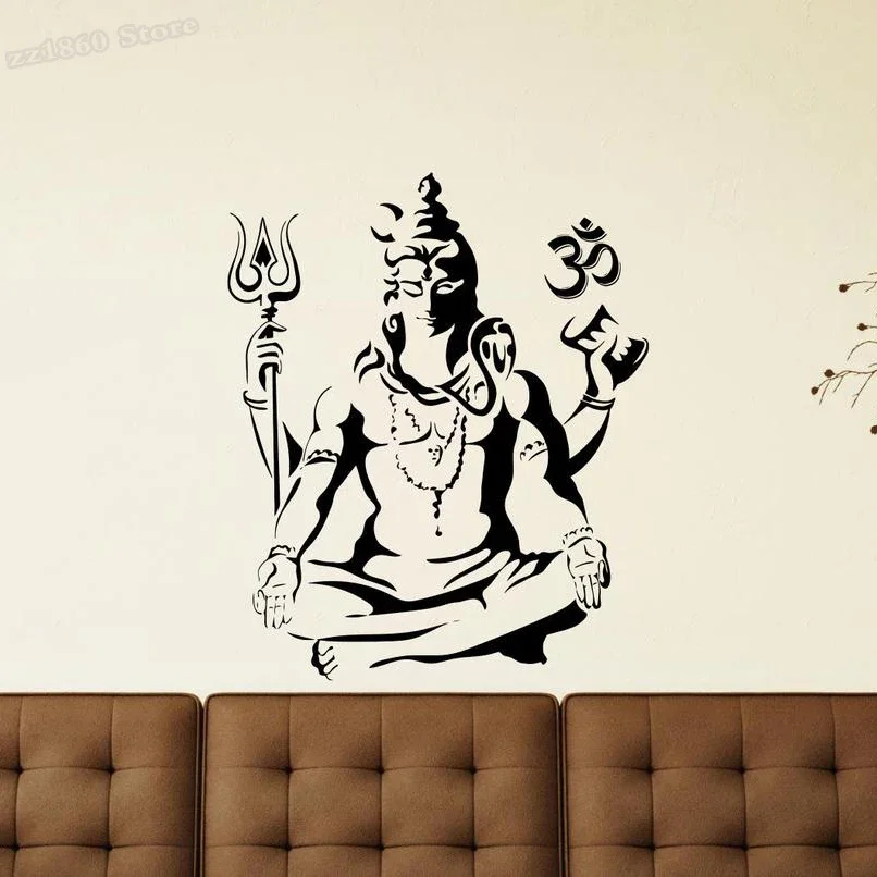 Home Cooking Chinese - Shiva-レイズシヴァデザインのウォールステッカー,オーム記号付きビニールステッカー,ヨガ,壁の装飾,インドのシヴァウォール,瞑想ポスター,a046