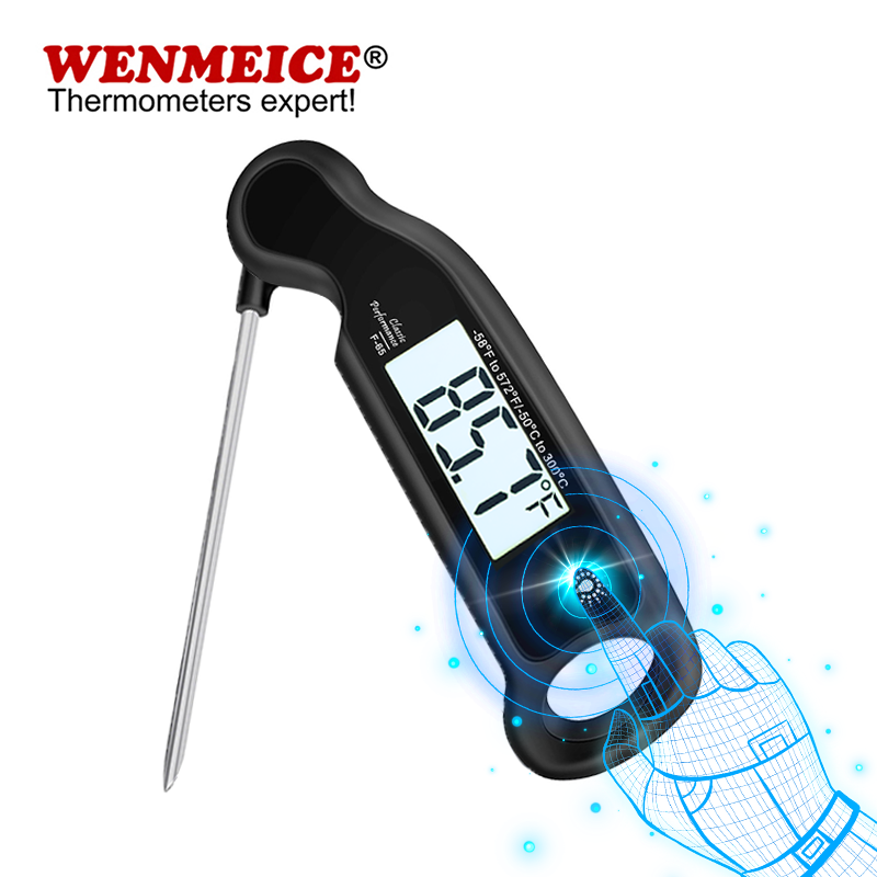 Home Cooking Reading - WENMEICE デジタル肉用温度計 タッチ式バックライト付きスクリーン 瞬時に読み取り キッチン用温度計 調理