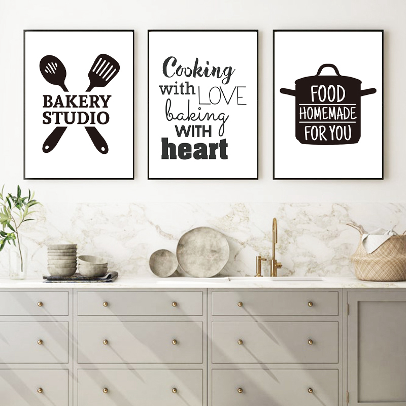 Home Cooking Quotes - 愛を込めた料理 キッチン名言ウォールアートプリントとポスター、心を込めたベーキング キャンバス絵画 ウォールピクチャー ホームキッチンデコレーション
