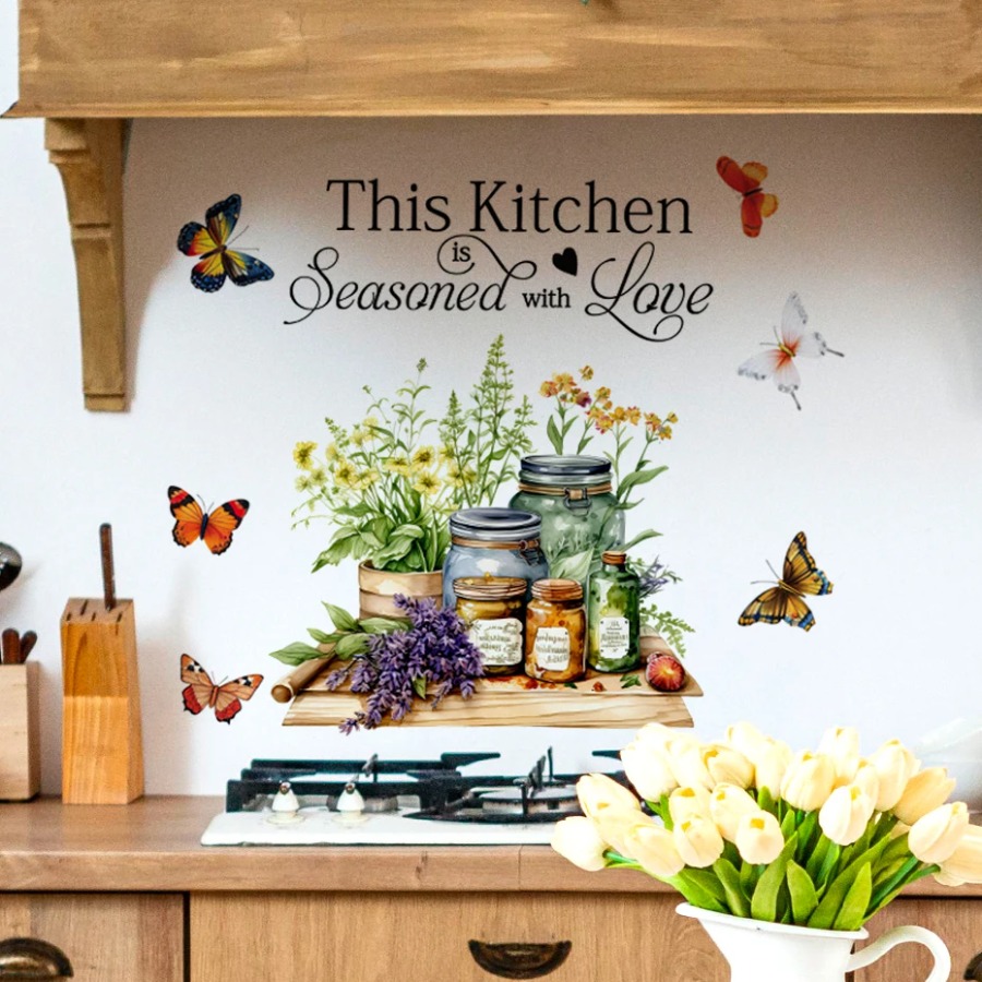 キッチンハーブ クッキングアート 蝶 花 キッチン名言 ウォ - Home Cooking Quotes のレビューと価格