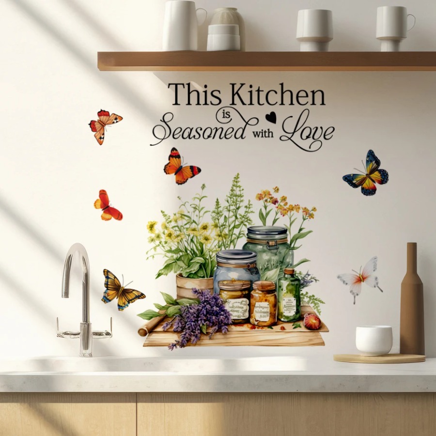キッチンハーブ クッキングアート 蝶 花 キッチン名言 ウォ - Home Cooking Quotes のレビューと価格