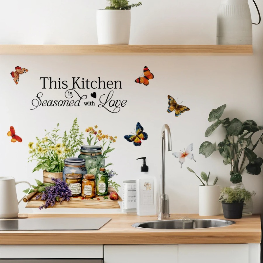 キッチンハーブ クッキングアート 蝶 花 キッチン名言 ウォ - Home Cooking Quotes のレビューと価格
