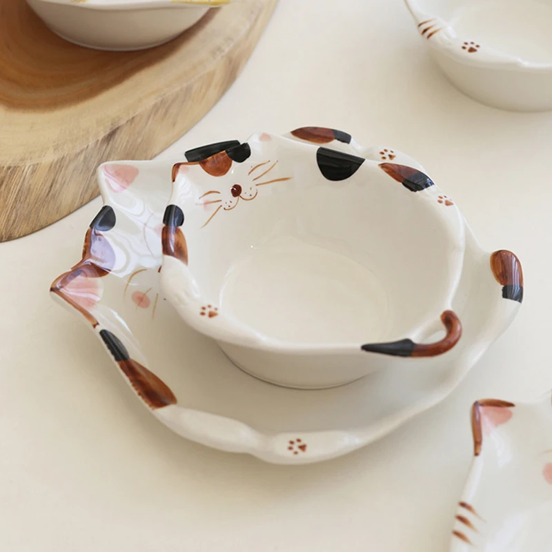 漫画猫セラミックボウルプレート洋食サラダプレートデザートヌー - Home Cooking For Cats のレビューと価格