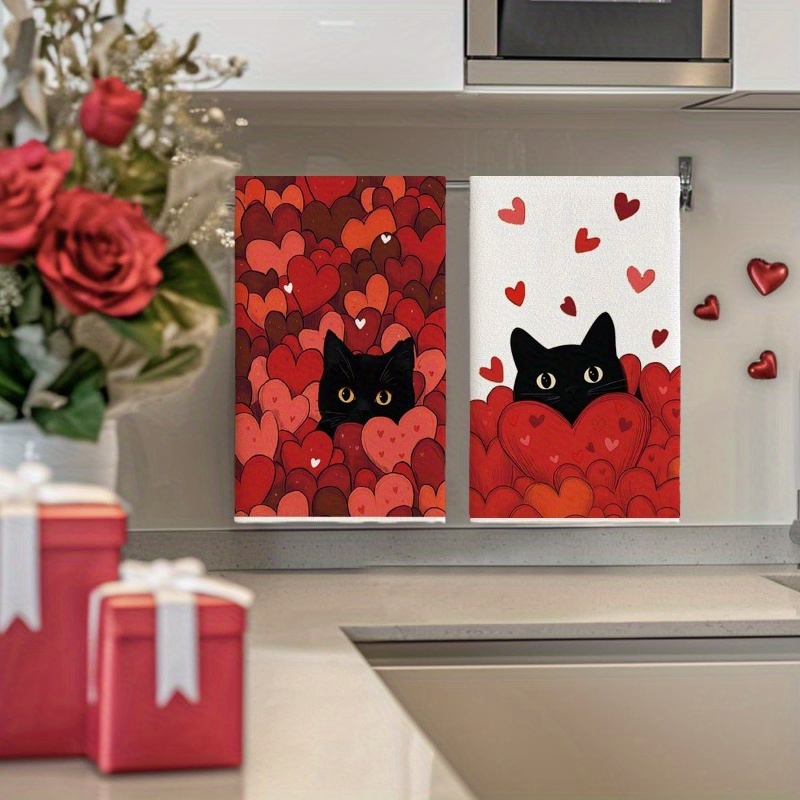2枚セット、ハート型黒猫キッチンタオル、40cm*60cmタ - Home Cooking For Cats のレビューと価格