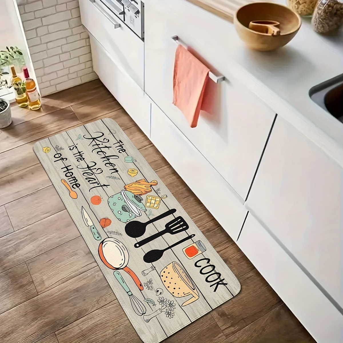 キッチン用品プリントキッチンバスマット、滑り止め加工の柔らか - Home Cooking Quotes のレビューと価格