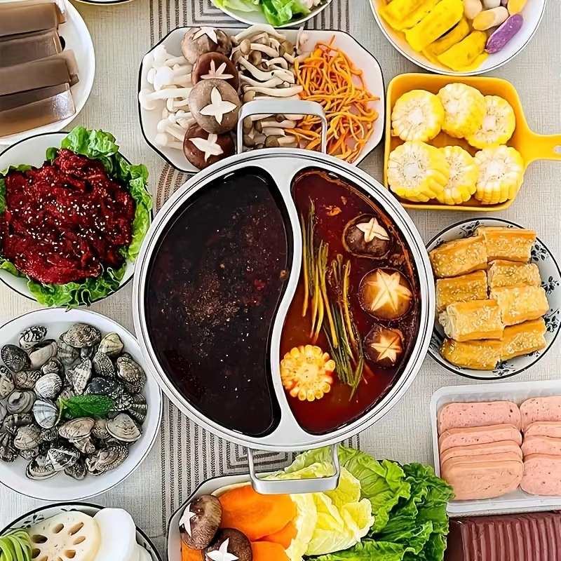 304ステンレス鋼製ツイン分割式ホットポット中華鍋32/34 - Home Cooking Chinese のレビューと価格