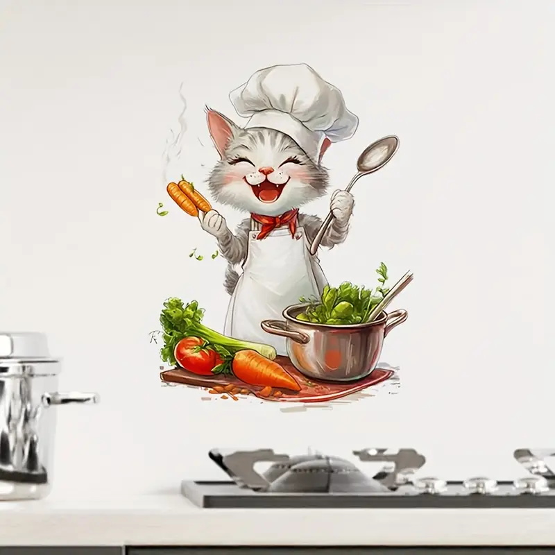漫画猫クッキングステッカー、アートウォール、自宅、キャビネッ - Home Cooking For Cats のレビューと価格