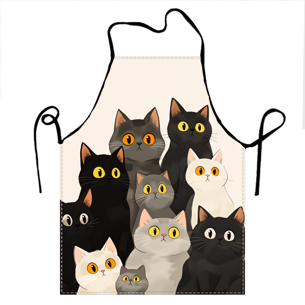 かわいい猫ファミリーエプロン ベージュ 漫画の猫と子猫 キッ - Home Cooking For Cats のレビューと価格