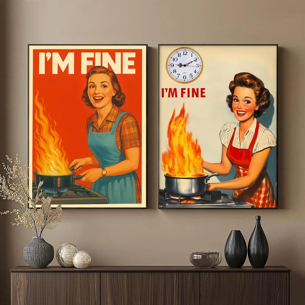 レトロキッチンHDウォールアートポスター　面白い50年代ヴィ - Home Cooking Quotes のレビューと価格