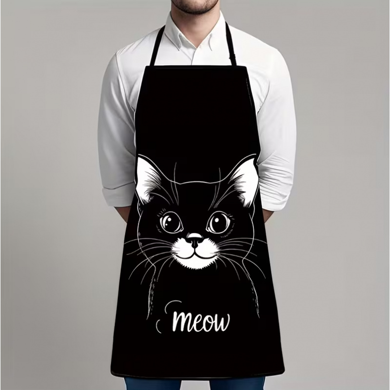 楽しい動物をテーマにしたエプロン1枚、かわいい黒猫「ニャー」 - Home Cooking For Cats のレビューと価格