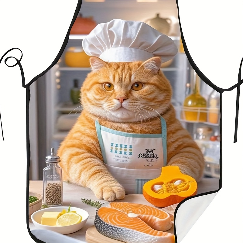 オレンジ色の猫のシェフエプロン1枚、遊び心のあるキッチンデザ - Home Cooking For Cats のレビューと価格
