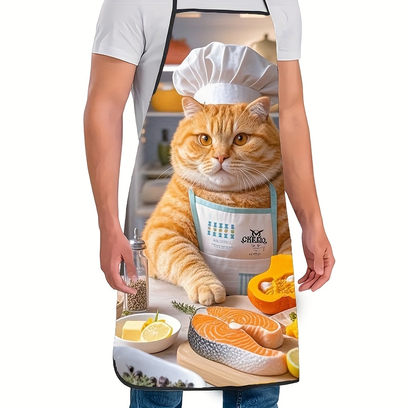 オレンジ色の猫のシェフエプロン1枚、遊び心のあるキッチンデザ - Home Cooking For Cats のレビューと価格