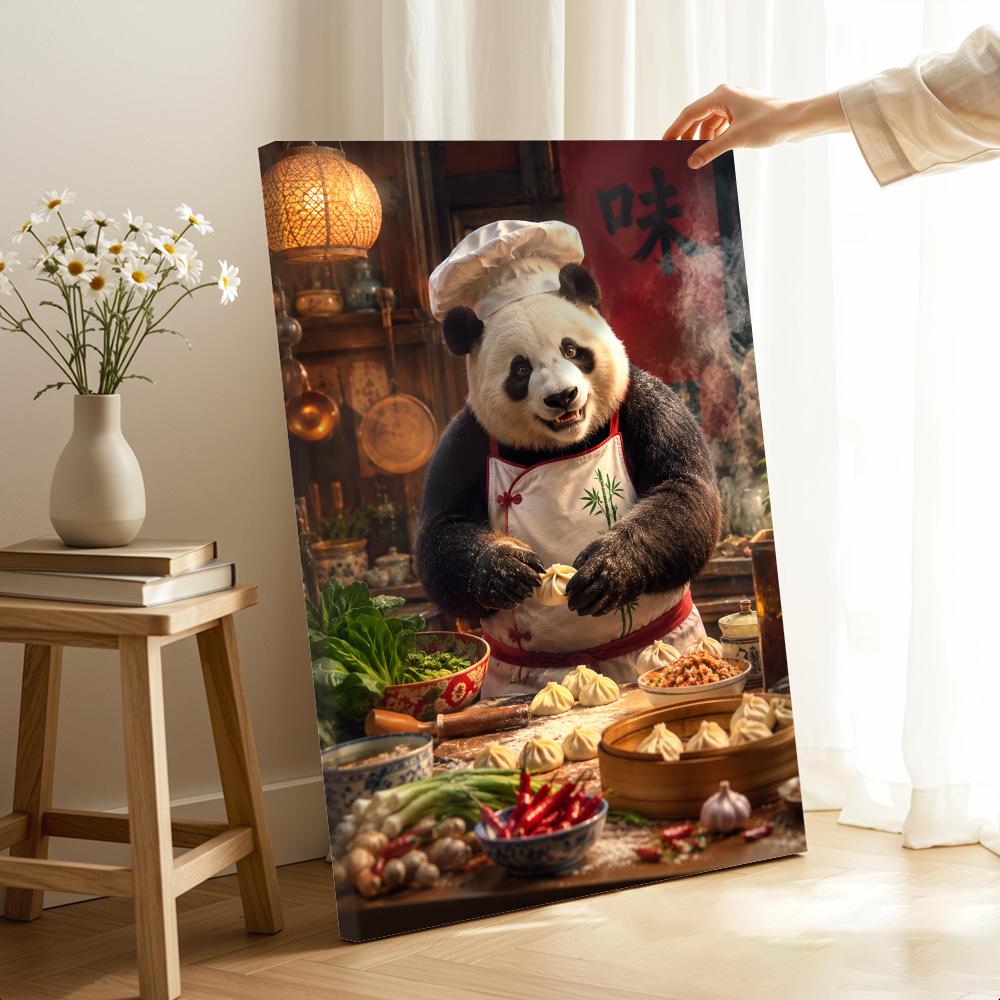 ゴリラの料理を描いたキッチンの額入り壁画、すぐに飾れるキャン - Home Cooking Kitchen のレビューと価格