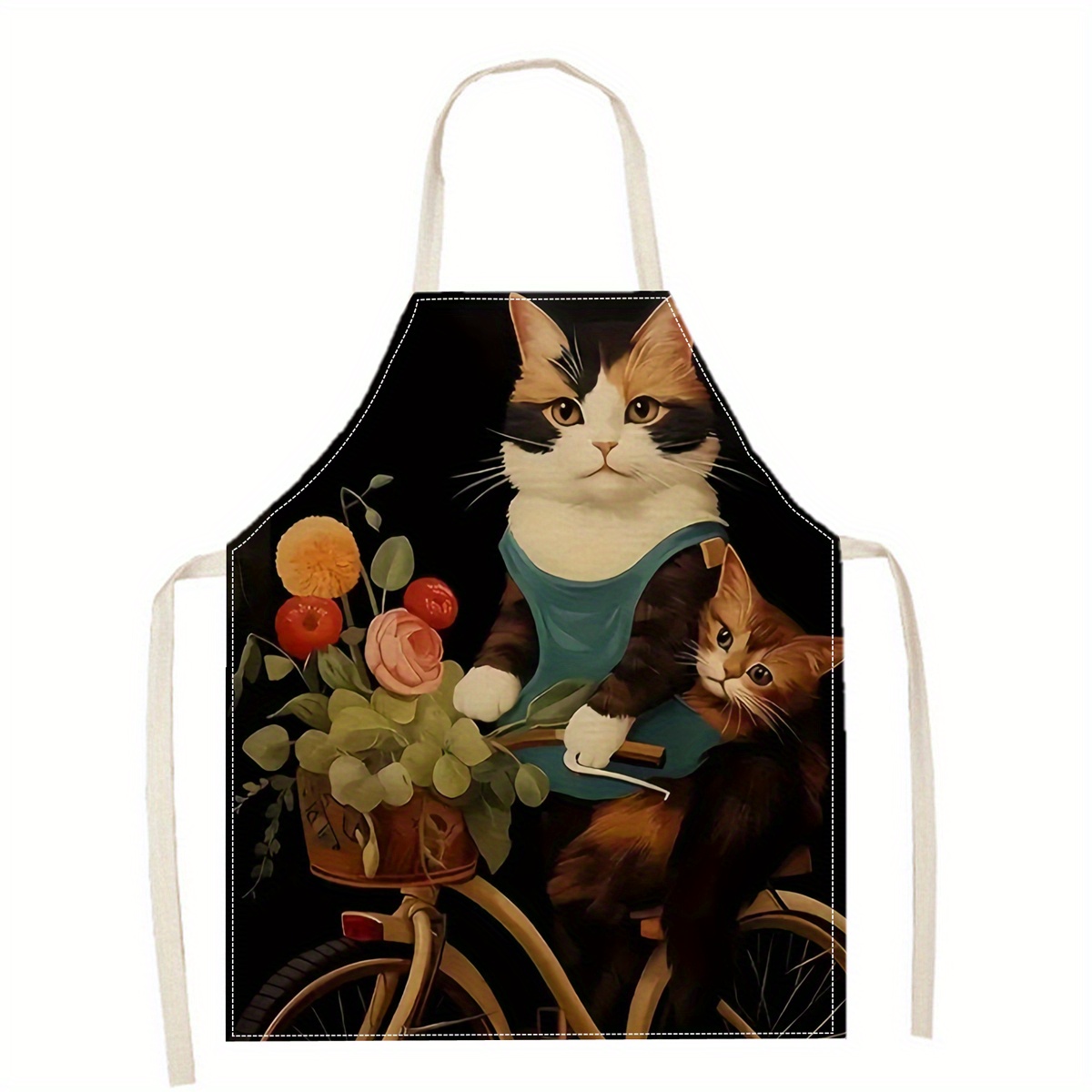 リネンエプロン 面白い猫のサングラスプリント キッチン 調理 - Home Cooking For Cats のレビューと価格