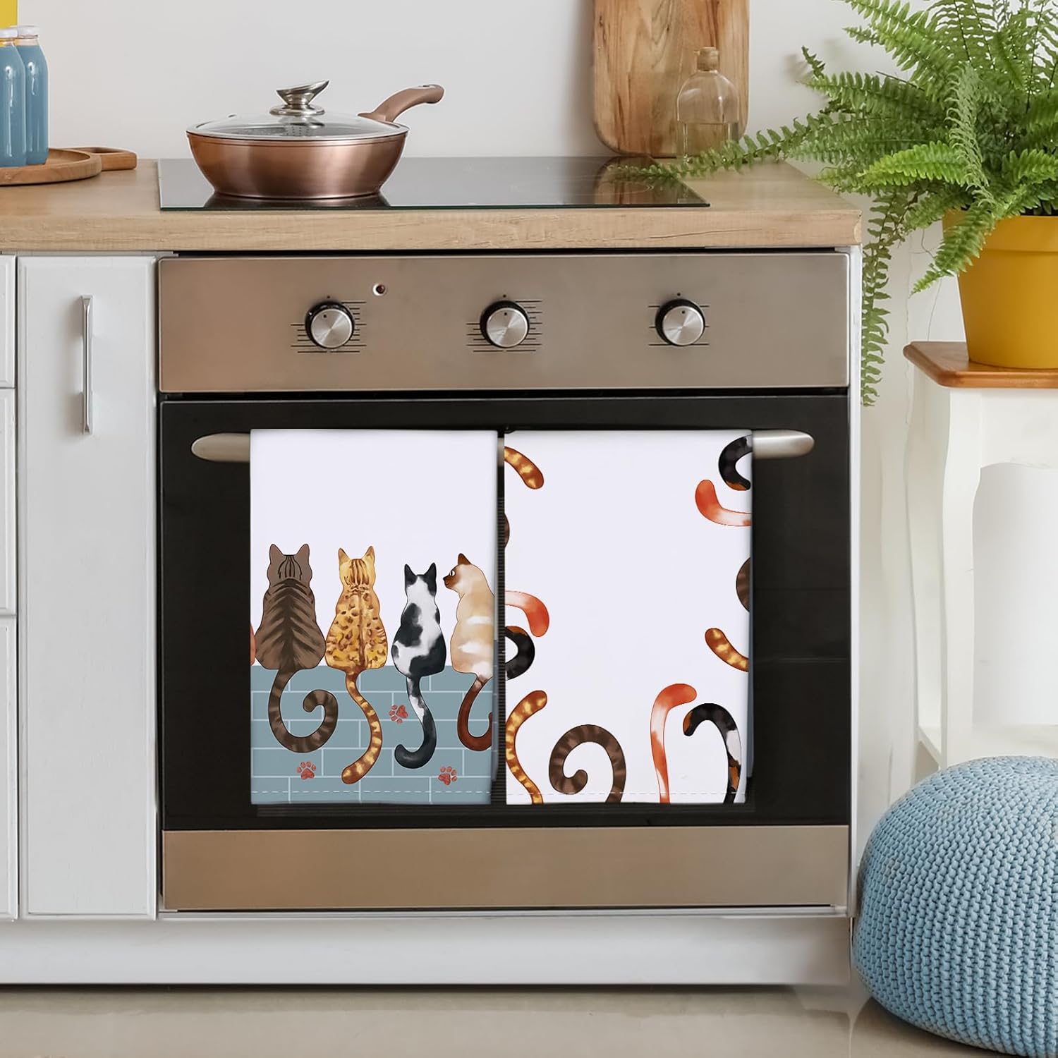 4枚セット、猫の足跡柄キッチンタオル、40cm*60cmタオ - Home Cooking For Cats のレビューと価格